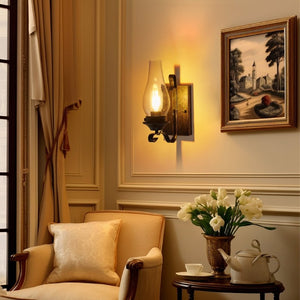 English Elm Only Hardwired Iron Wall Sconces Pair with Clear Glass Antique Black Gold Farmhouse Finish W1340P303650