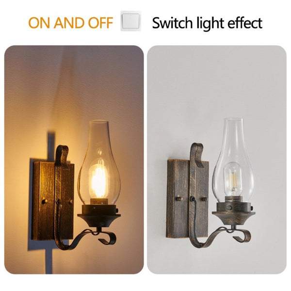 English Elm Only Hardwired Iron Wall Sconces Pair with Clear Glass Antique Black Gold Farmhouse Finish W1340P303650