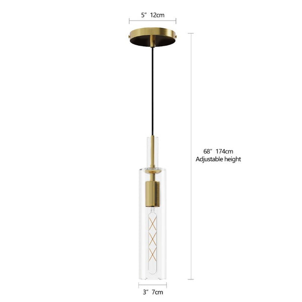 English Elm Gold Brushed Brass Pendant Set of Three Hand Blown Striped Glass Farmhouse Kitchen Lights W1340P309768