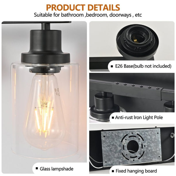 English Elm 10 Light Matte Vanity Bar Wide Wall Fixture with Clear Glass Shades for Modern Bathrooms Black W1340P310785