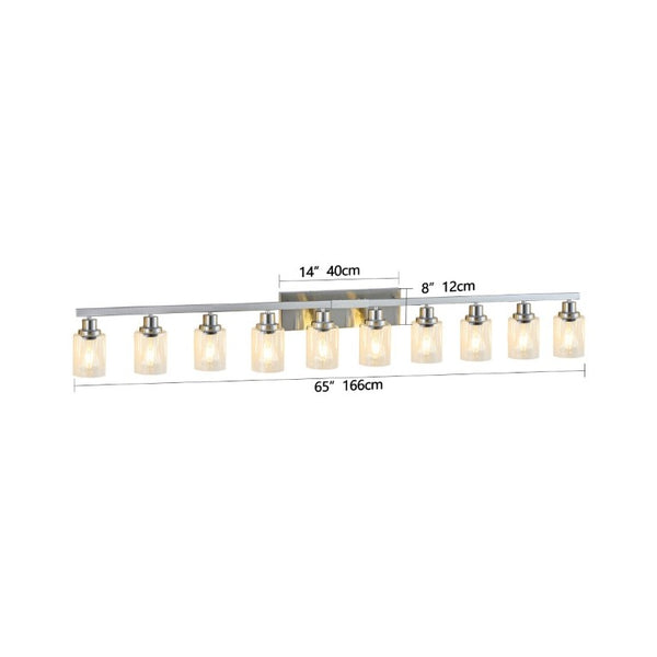 English Elm 10 Light Matte Vanity Bar Wide Wall Fixture with Clear Glass Shades for Modern Bathrooms Chrome W1340P310786