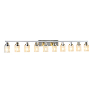 English Elm 10 Light Matte Vanity Bar Wide Wall Fixture with Clear Glass Shades for Modern Bathrooms Chrome W1340P310786