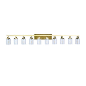 English Elm 10 Light Matte Vanity Bar Wide Wall Fixture with Clear Glass Shades for Modern Bathrooms Gold W1340P310787
