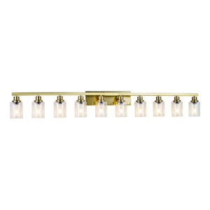 English Elm 10 Light Matte Vanity Bar Wide Wall Fixture with Clear Glass Shades for Modern Bathrooms Gold W1340P310787