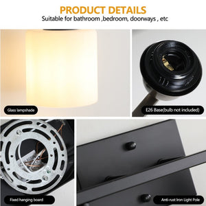 English Elm Black Five Globe Vanity Light Matte Iron Frosted Glass Modern Bathroom Wall Fixture W1340P310789