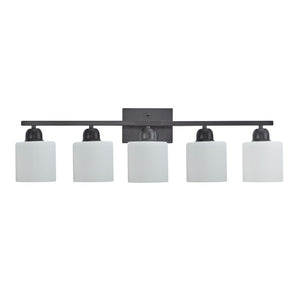 English Elm Black Five Globe Vanity Light Matte Iron Frosted Glass Modern Bathroom Wall Fixture W1340P310789