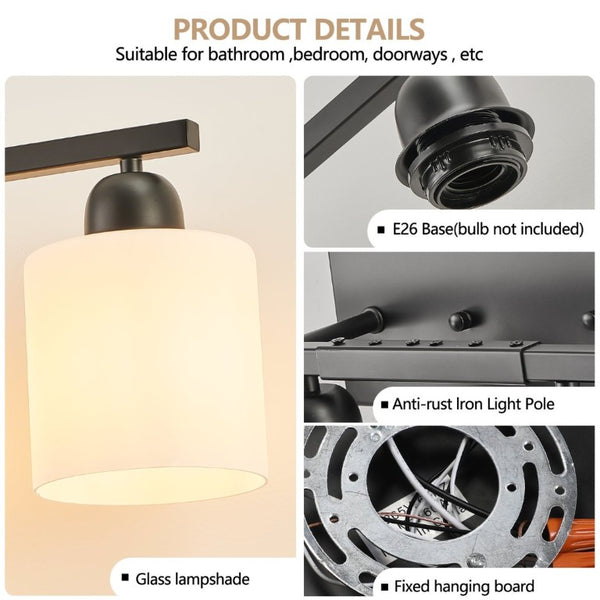 English Elm 10 Light Matte Iron Vanity Bar with Milky Glass Shades Wide Format Wall Fixture Black W1340P310792