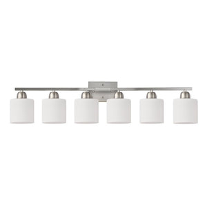 English Elm 38 Inch Brushed Nickel Vanity Light Bar Six Globe Shades for Bathroom Mirror Wall Chrome W1340P310795