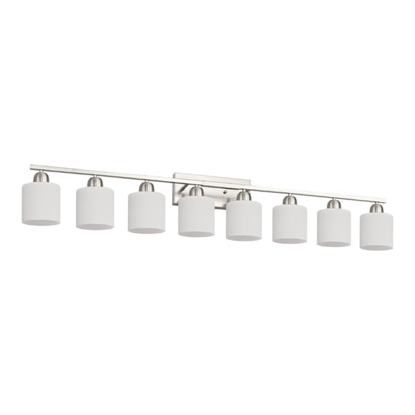 English Elm 8-Light Matte Iron Vanity Bar with Frosted Globe Shades for Mirror Wall Illumination Chrome W1340P310796