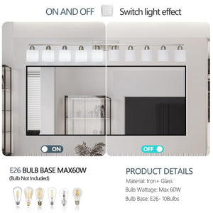 English Elm 10 Light Matte Iron Vanity Bar with Milky Glass Shades Wide Format Wall Fixture Chrome W1340P310797
