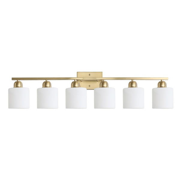 English Elm 38 Inch Brushed Nickel Vanity Light Bar Six Globe Shades for Bathroom Mirror Wall Gold W1340P310800