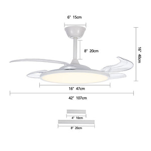 English Elm Retractable Blade Ceiling Fan with LED Light Flush Mount DC Motor Remote Indoor White W1340P324963