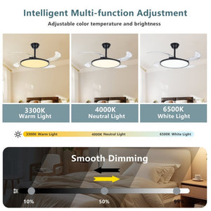 English Elm Retractable Blade Ceiling Fan with LED Light Flush Mount DC Motor Remote Indoor Black W1340P324964