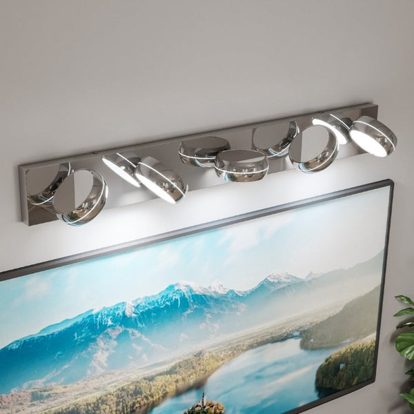 English Elm Led Vanity Bar Light 35 Inch Dimmable Chrome Fixture with Five Heads for Bathroom Mirror W1340P328788