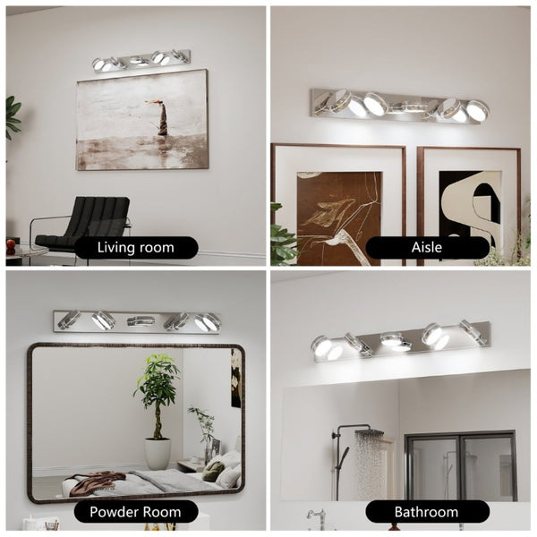 English Elm Led Vanity Bar Light 35 Inch Dimmable Chrome Fixture with Five Heads for Bathroom Mirror W1340P328788