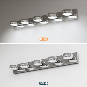 English Elm Led Vanity Bar Light 35 Inch Dimmable Chrome Fixture with Five Heads for Bathroom Mirror W1340P328788