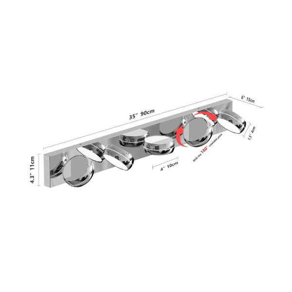 English Elm Led Vanity Bar Light 35 Inch Dimmable Chrome Fixture with Five Heads for Bathroom Mirror W1340P328788