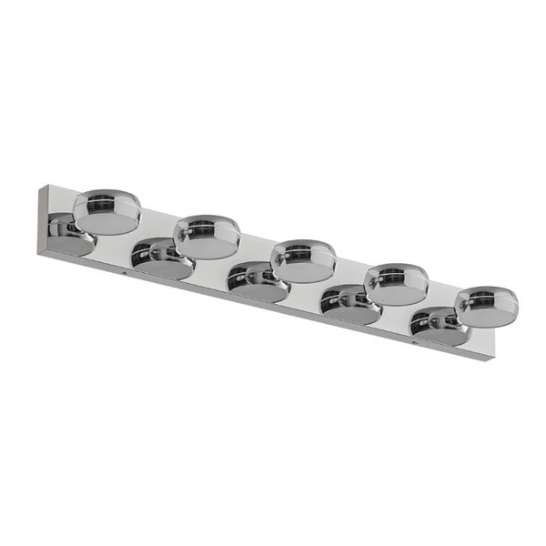 English Elm Led Vanity Bar Light 35 Inch Dimmable Chrome Fixture with Five Heads for Bathroom Mirror W1340P328788