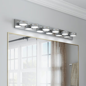 English Elm Led Vanity Bar Six Integrated Lights Chrome Dimmable Fixture for Modern Bathroom Mirror W1340P328789