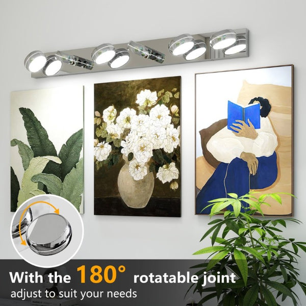 English Elm Led Vanity Bar Six Integrated Lights Chrome Dimmable Fixture for Modern Bathroom Mirror W1340P328789