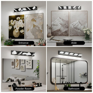 English Elm Led Matte Black Five Light Vanity Bar Frosted Acrylic Bathroom Mirror Wall Fixture W1340P328792