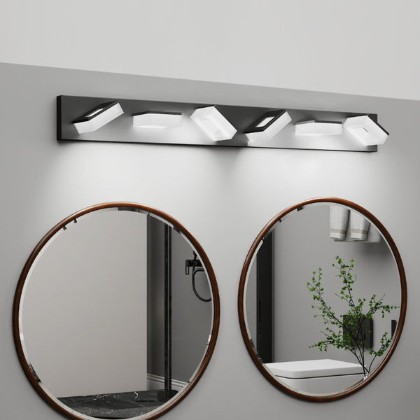English Elm Led Vanity Light Bar Six Acrylic Shades Matte Black Frame Modern Bathroom Wall Fixture W1340P328793