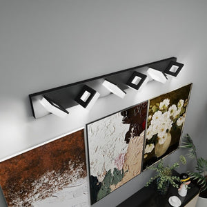 English Elm Led Vanity Light Bar Six Acrylic Shades Matte Black Frame Modern Bathroom Wall Fixture W1340P328793