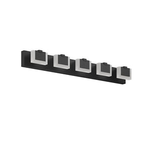 English Elm 5 Light Matte Black Vanity Bar Bidirectional LED Fixture for Modern Bathroom Walls W1340P328796