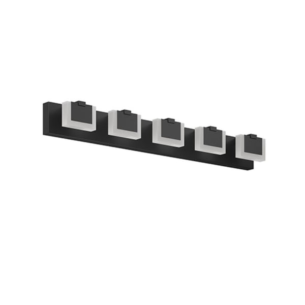 English Elm 5 Light Matte Black Vanity Bar Bidirectional LED Fixture for Modern Bathroom Walls W1340P328796