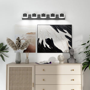 English Elm 5 Light Matte Black Vanity Bar Bidirectional LED Fixture for Modern Bathroom Walls W1340P328796