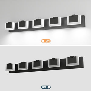 English Elm 5 Light Matte Black Vanity Bar Bidirectional LED Fixture for Modern Bathroom Walls W1340P328796