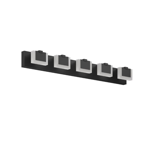 English Elm 5 Light Matte Black Vanity Bar Bidirectional LED Fixture for Modern Bathroom Walls W1340P328796