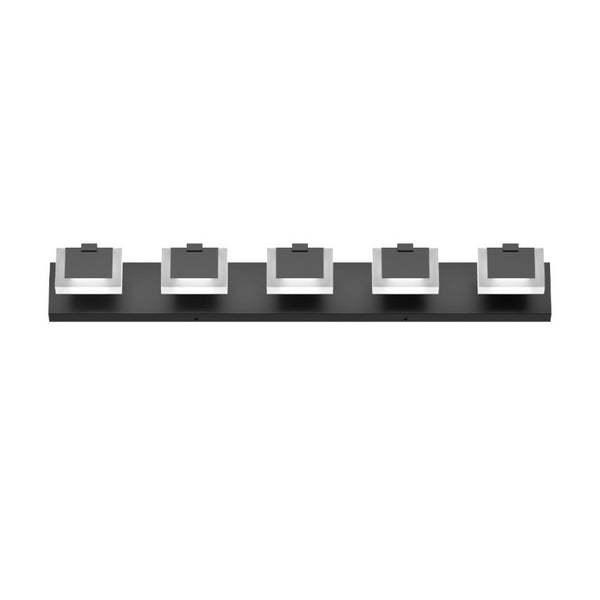 English Elm 5 Light Matte Black Vanity Bar Bidirectional LED Fixture for Modern Bathroom Walls W1340P328796