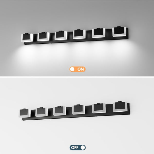 English Elm Led Six Globe Vanity Light Matte Black Bar Fixture with Acrylic Diffusers for Bathrooms W1340P328797
