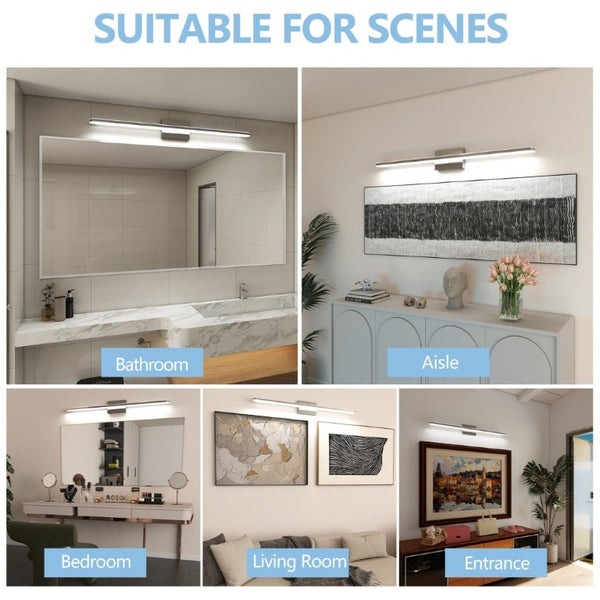 English Elm Modern Chrome LED Vanity Bar Light Frosted Acrylic Shade Dimmable Bathroom Fixture W1340P328801