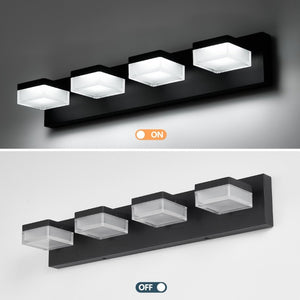 English Elm Black Matte Vanity Light Four Frosted Acrylic Shades Dimmable LED Cool White Bath W1340P328816