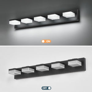 English Elm Bathroom 5 Light LED Vanity Bar Fixture Matte Steel Acrylic Shade Modern Linear Black W1340P328817