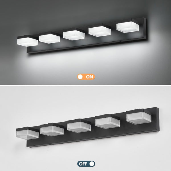English Elm Bathroom 5 Light LED Vanity Bar Fixture Matte Steel Acrylic Shade Modern Linear Black W1340P328817