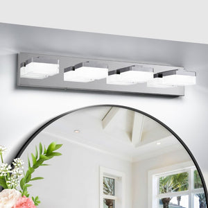 English Elm Modern Chrome 4 Head LED Vanity Bar Light Sleek Bathroom Wall Fixture for Mirrors W1340P328819