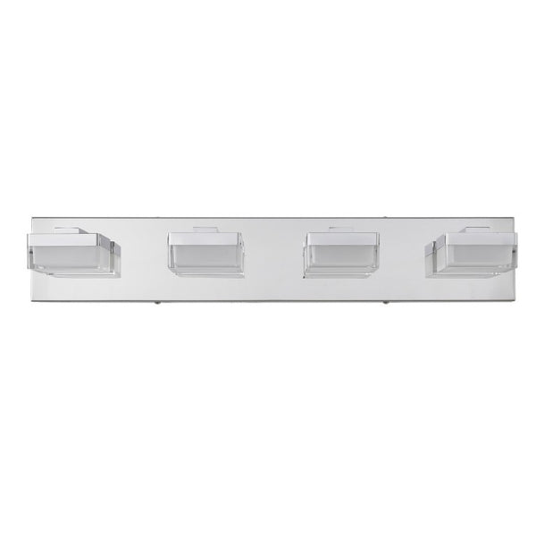 English Elm Modern Chrome 4 Head LED Vanity Bar Light Sleek Bathroom Wall Fixture for Mirrors W1340P328819