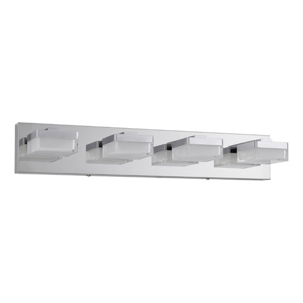 English Elm Modern Chrome 4 Head LED Vanity Bar Light Sleek Bathroom Wall Fixture for Mirrors W1340P328819