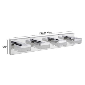 English Elm Modern Chrome 4 Head LED Vanity Bar Light Sleek Bathroom Wall Fixture for Mirrors W1340P328819