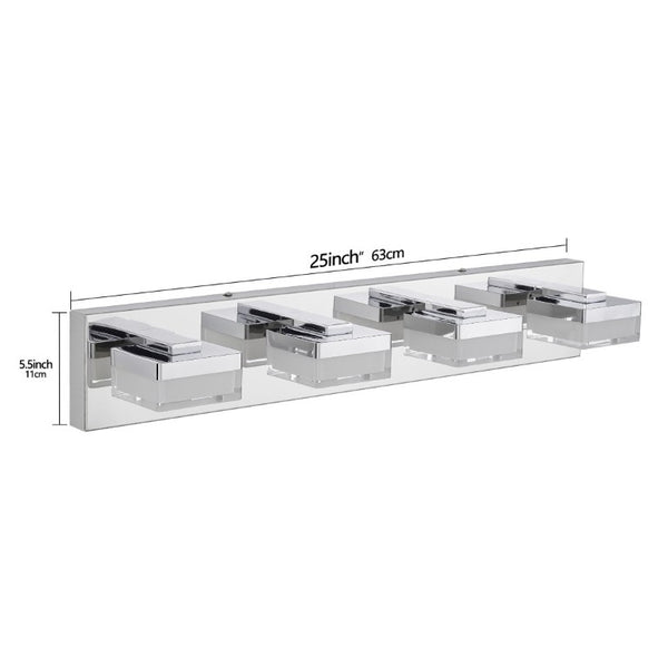 English Elm Modern Chrome 4 Head LED Vanity Bar Light Sleek Bathroom Wall Fixture for Mirrors W1340P328819