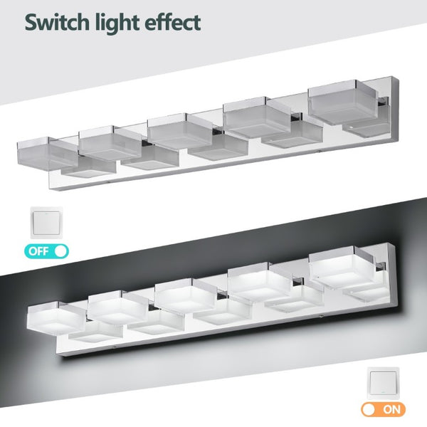 English Elm Bathroom 5 Light LED Vanity Bar Fixture Matte Steel Acrylic Shade Modern Linear Chrome W1340P328820