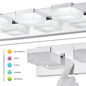 English Elm Bathroom 5 Light LED Vanity Bar Fixture Matte Steel Acrylic Shade Modern Linear Chrome W1340P328820