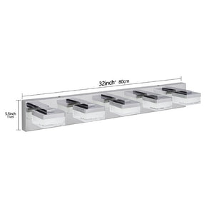 English Elm Bathroom 5 Light LED Vanity Bar Fixture Matte Steel Acrylic Shade Modern Linear Chrome W1340P328820