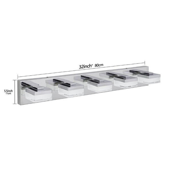 English Elm Bathroom 5 Light LED Vanity Bar Fixture Matte Steel Acrylic Shade Modern Linear Chrome W1340P328820