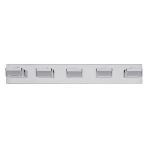 English Elm Bathroom 5 Light LED Vanity Bar Fixture Matte Steel Acrylic Shade Modern Linear Chrome W1340P328820