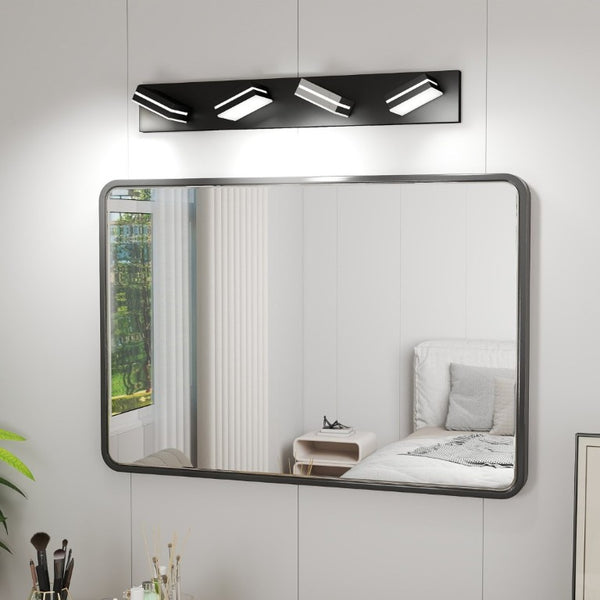English Elm Modern Matte Black 4 Head LED Vanity Light Bar for Bathroom Mirror Shadow Free Glow W1340P328822