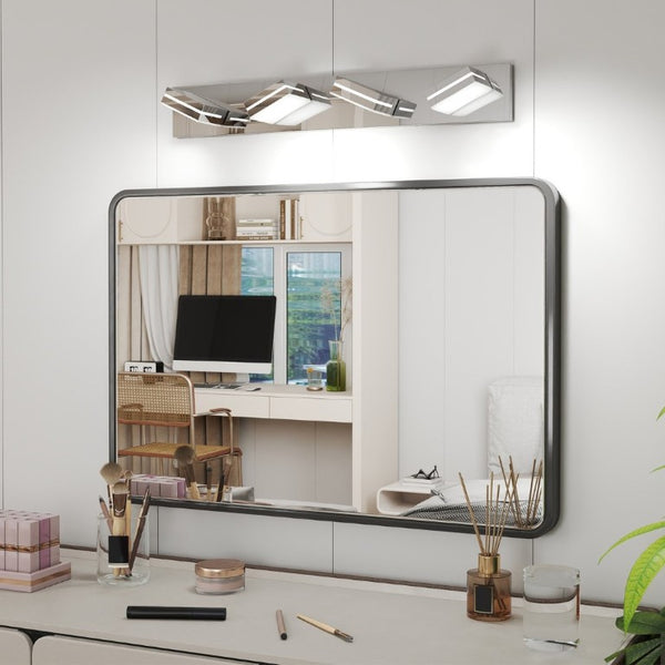 English Elm Modern Chrome Four Head LED Vanity Bar Light for Bathroom Mirror and Makeup Areas W1340P328824
